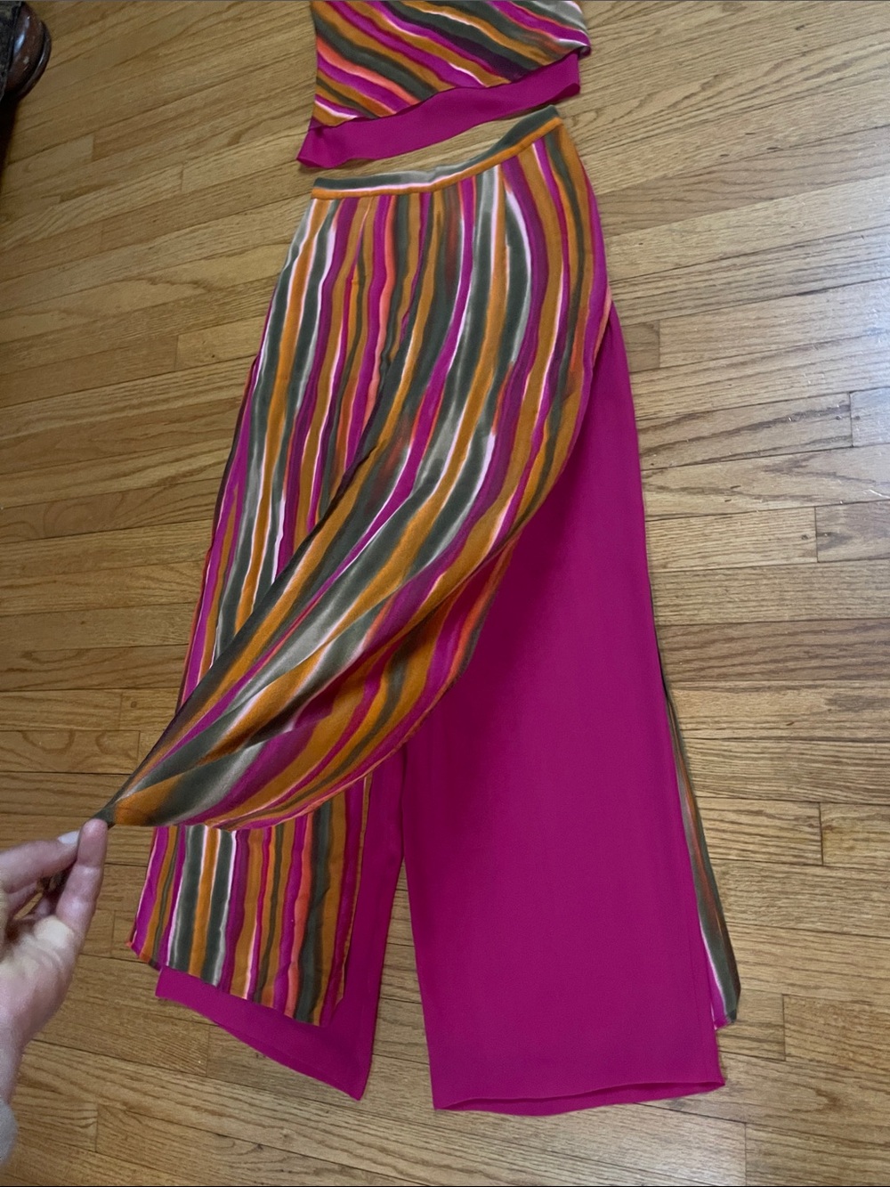 Vintage Y2K Cache Silk Flowy Two Piece Set Size Medium Pink Multicolor - Picture 4 of 12